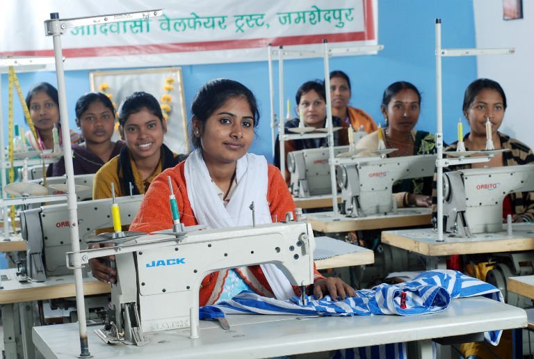 Women at a dress making training centre